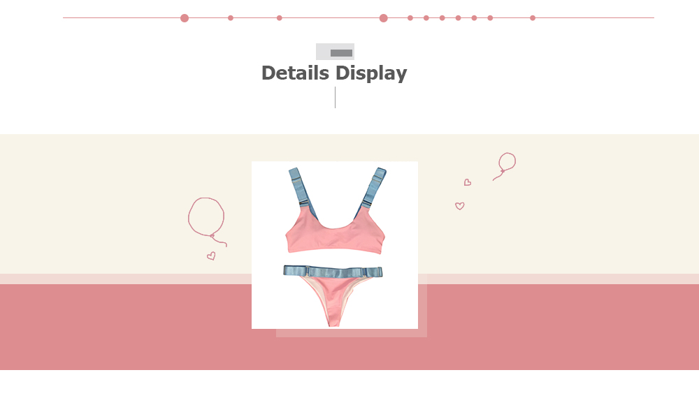 Shoulder Strap Padded Color Blocking Low Waist Women Bikini Set