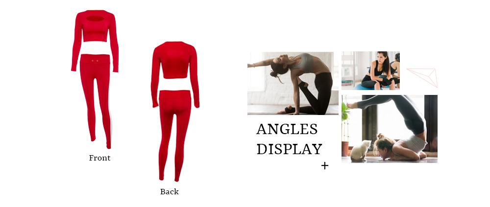 Trendy Crew Collar Long Sleeve Stripe Cut Out Women Two-piece Yoga Sports Suit