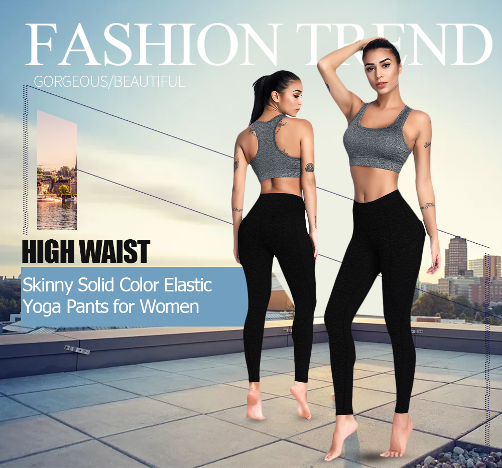 High Waist Skinny Solid Color Elastic Women Yoga Pants High Waist Skinny Solid Color Elastic Women Yoga Pants