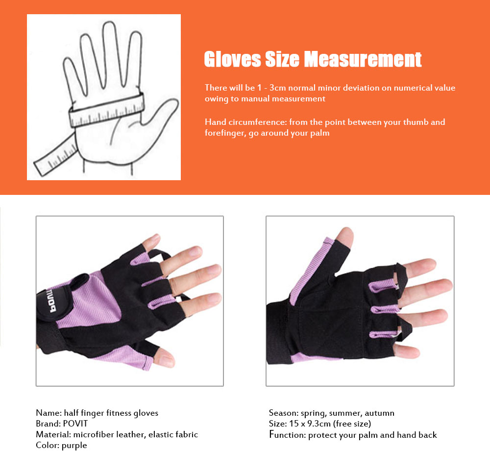 POVIT P - 8344 Half Finger Fitness Gloves Biking Weight Training Workout POVIT P - 8344 Half Finger Fitness Gloves Biking Weight Training Workout