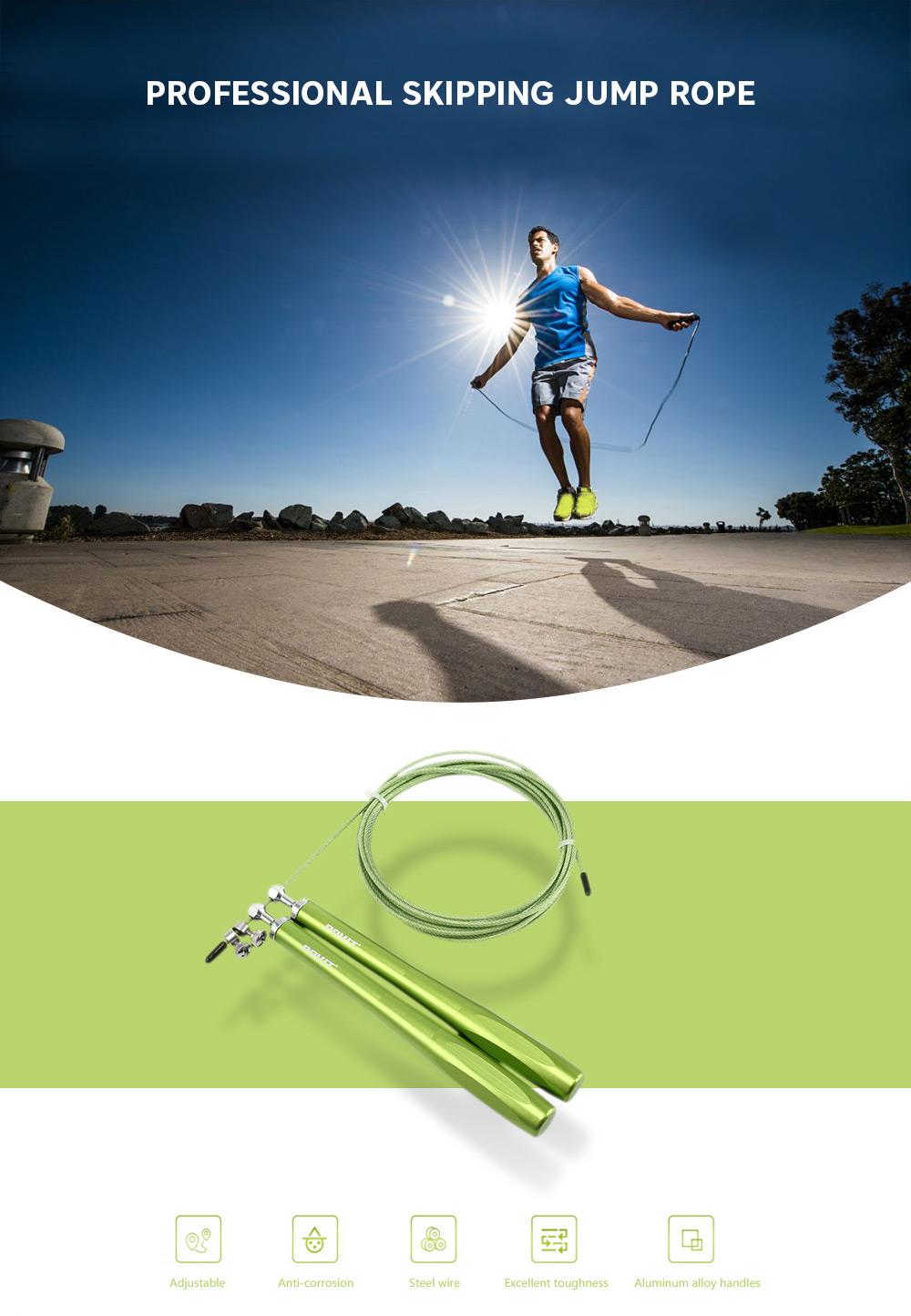 Povit P - 12x Jump Rope with Adjustable Aluminium Alloy Handles Fitness Training Povit P - 12x Jump Rope with Adjustable Aluminium Alloy Handles Fitness Training
