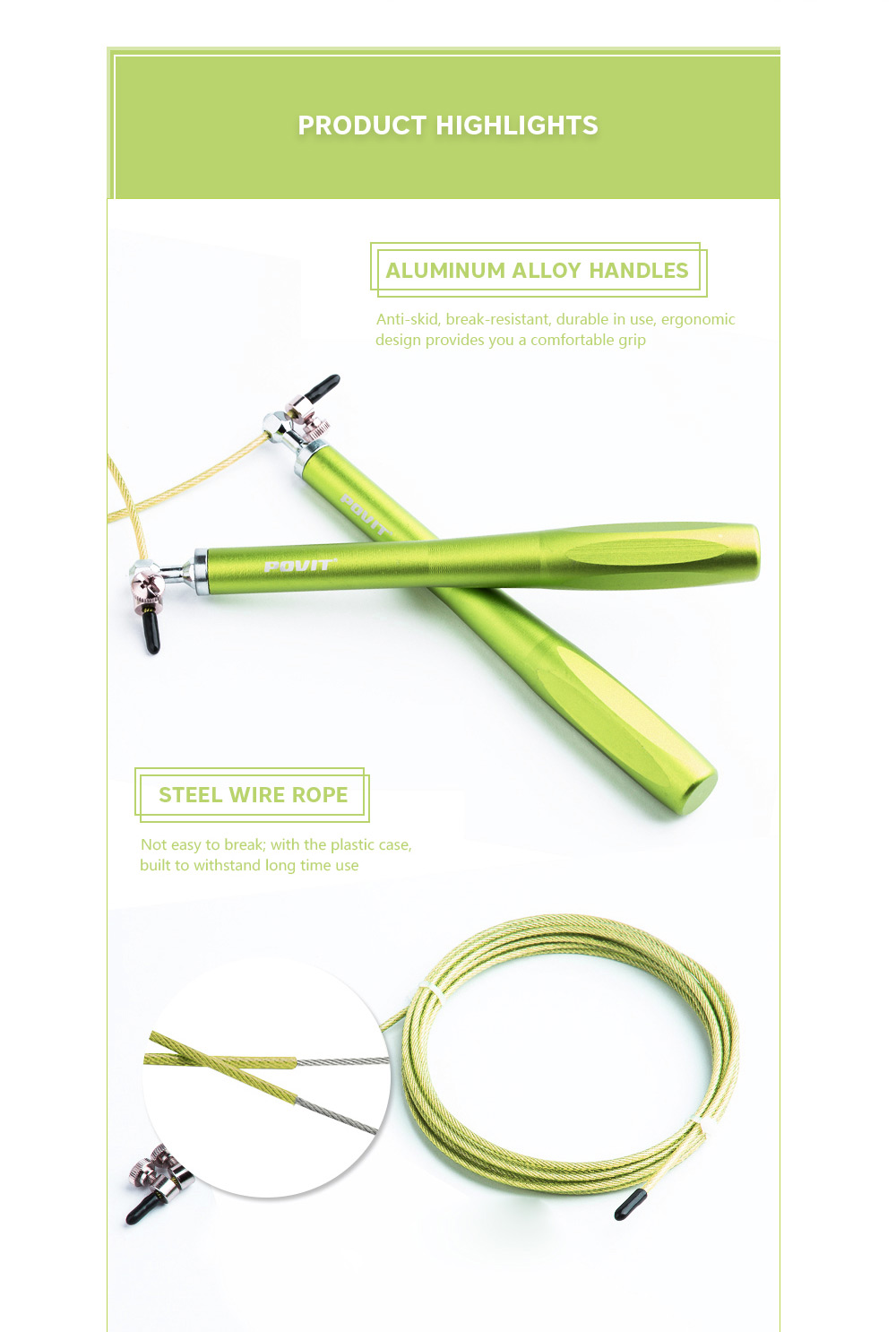 Povit P - 12x Jump Rope with Adjustable Aluminium Alloy Handles Fitness Training Povit P - 12x Jump Rope with Adjustable Aluminium Alloy Handles Fitness Training