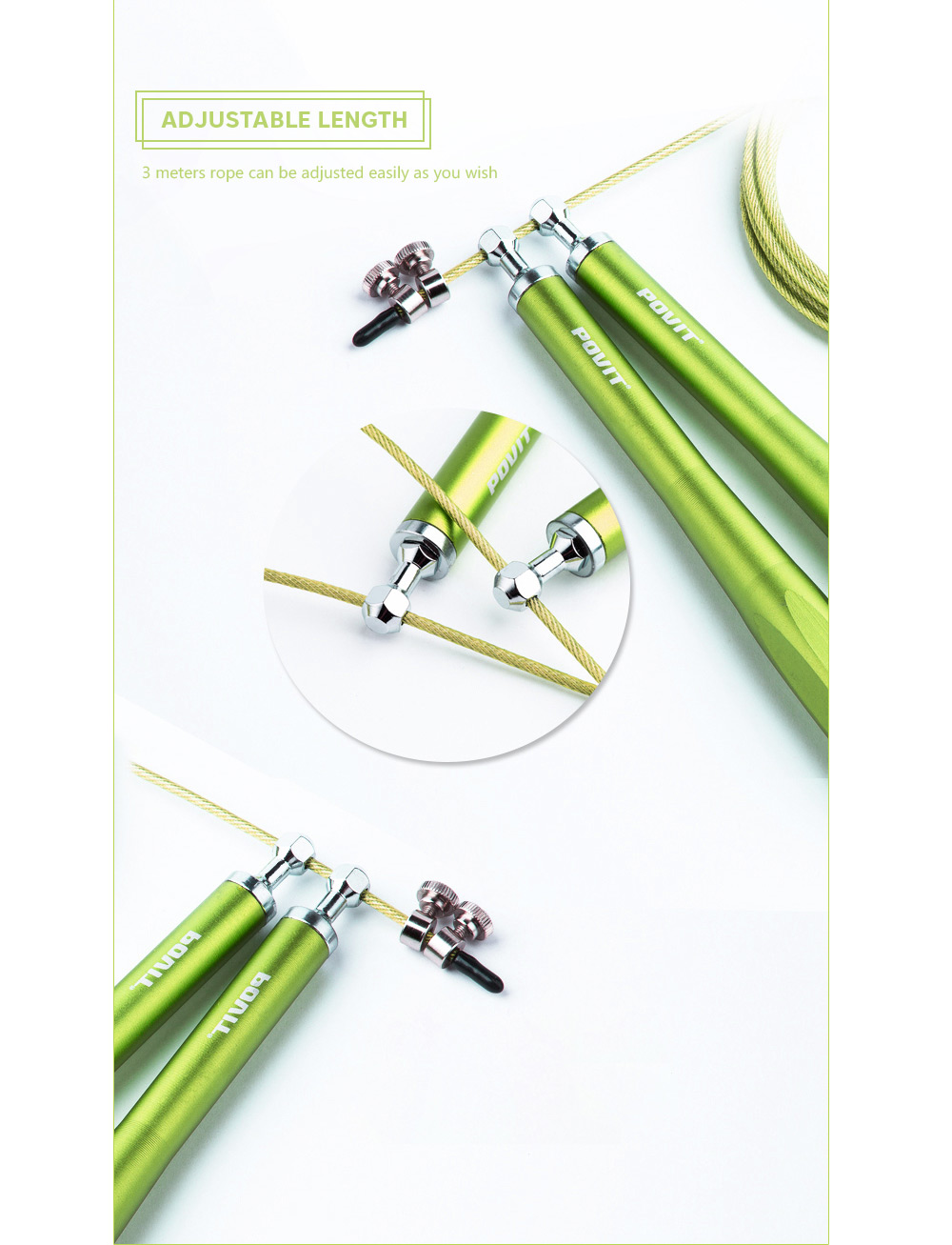 Povit P - 12x Jump Rope with Adjustable Aluminium Alloy Handles Fitness Training Povit P - 12x Jump Rope with Adjustable Aluminium Alloy Handles Fitness Training