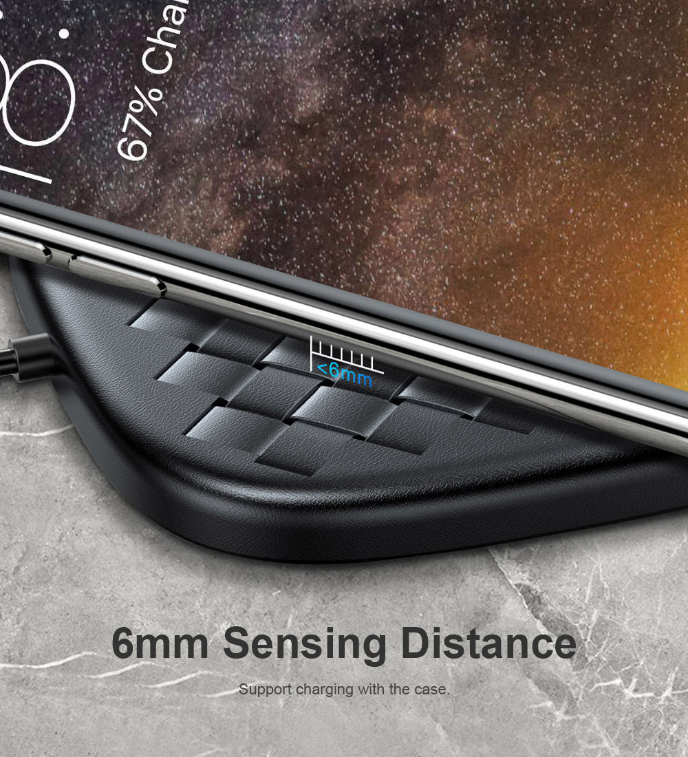 Baseus BSWC - P13 Fast Wireless Charger Woven Leather Charging Pad 10W Baseus BSWC - P13 Fast Wireless Charger Woven Leather Charging Pad 10W