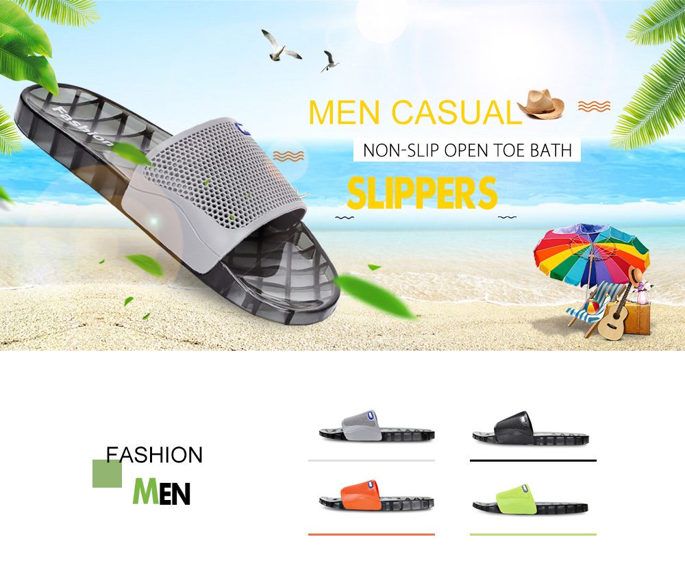 Men Casual Non-slip Open Toe Bath Shower Slippers Soft Flat Slide House Sandals Men Casual Non-slip Open Toe Bath Shower Slippers Soft Flat Slide House Sandals