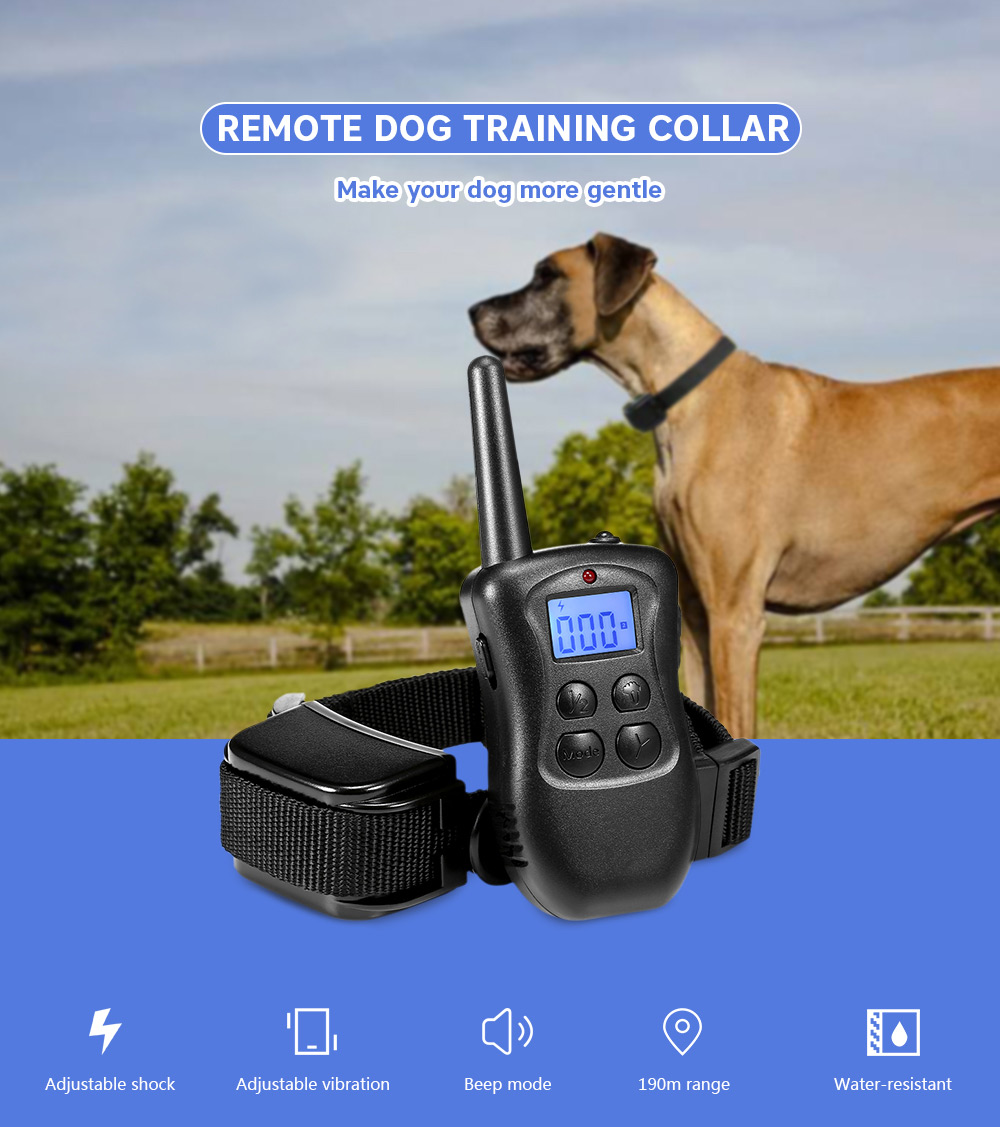 998DA Rechargeable Remote Dog Training Collar 190m Range 