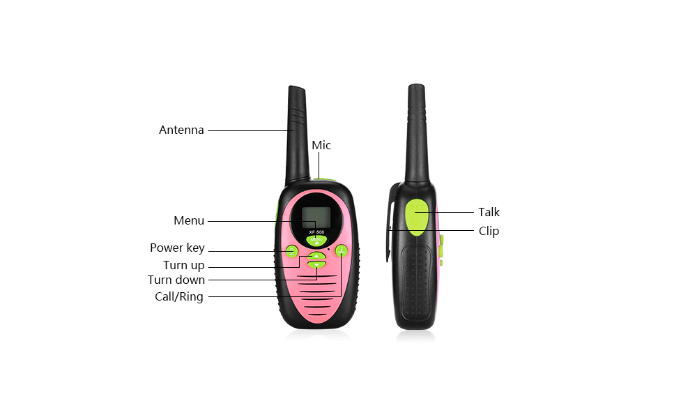 2pcs XF - 508 Children Walkie Talkies 2-way Radio 22 Channels 3KM Range Belt Clip 2pcs XF - 508 Children Walkie Talkies 2-way Radio 22 Channels 3KM Range Belt Clip