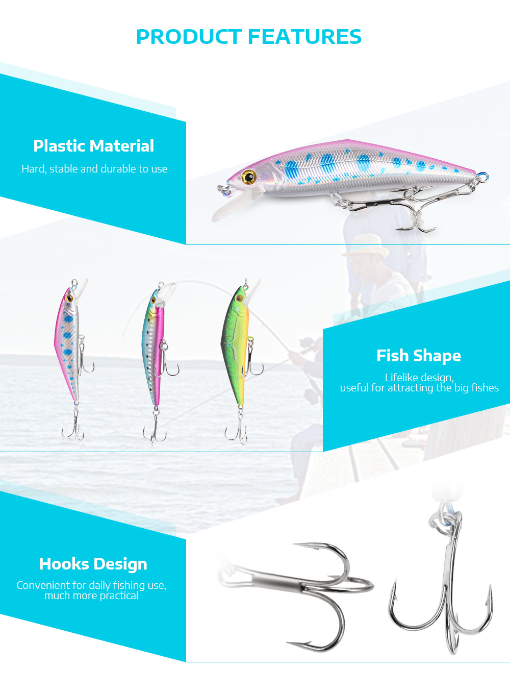 A FISH LURE Artificial Fish Shape Fishing Bait with Sharp Hooks A FISH LURE Artificial Fish Shape Fishing Bait with Sharp Hooks