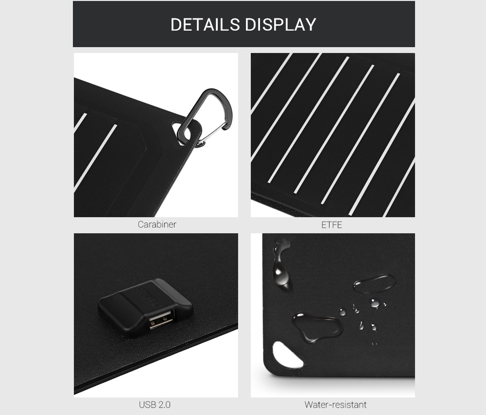 Portable 9W Folding Solar Panel Charger Water-resistant Mobile Power Bank Portable 9W Folding Solar Panel Charger Water-resistant Mobile Power Bank