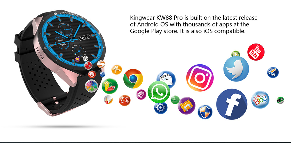 KingWear KW88 Pro 3G Smartwatch Phone 1.39 inch Android 7.0 MTK6580 Quad Core 1.3GHz 1GB RAM 16GB ROM Sedentary Reminder Bluetooth 4.0 350mAh Built-in KingWear KW88 Pro 3G Smartwatch Phone 1.39 inch Android 7.0 MTK6580 Quad Core 1.3GHz 1GB RAM 16GB ROM Sedentary Reminder Bluetooth 4.0 350mAh Built-in