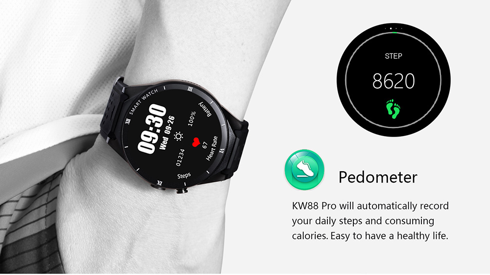 KingWear KW88 Pro 3G Smartwatch Phone 1.39 inch Android 7.0 MTK6580 Quad Core 1.3GHz 1GB RAM 16GB ROM Sedentary Reminder Bluetooth 4.0 350mAh Built-in KingWear KW88 Pro 3G Smartwatch Phone 1.39 inch Android 7.0 MTK6580 Quad Core 1.3GHz 1GB RAM 16GB ROM Sedentary Reminder Bluetooth 4.0 350mAh Built-in