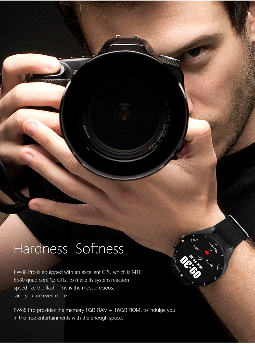 KingWear KW88 Pro 3G Smartwatch Phone 1.39 inch Android 7.0 MTK6580 Quad Core 1.3GHz 1GB RAM 16GB ROM Sedentary Reminder Bluetooth 4.0 350mAh Built-in KingWear KW88 Pro 3G Smartwatch Phone 1.39 inch Android 7.0 MTK6580 Quad Core 1.3GHz 1GB RAM 16GB ROM Sedentary Reminder Bluetooth 4.0 350mAh Built-in