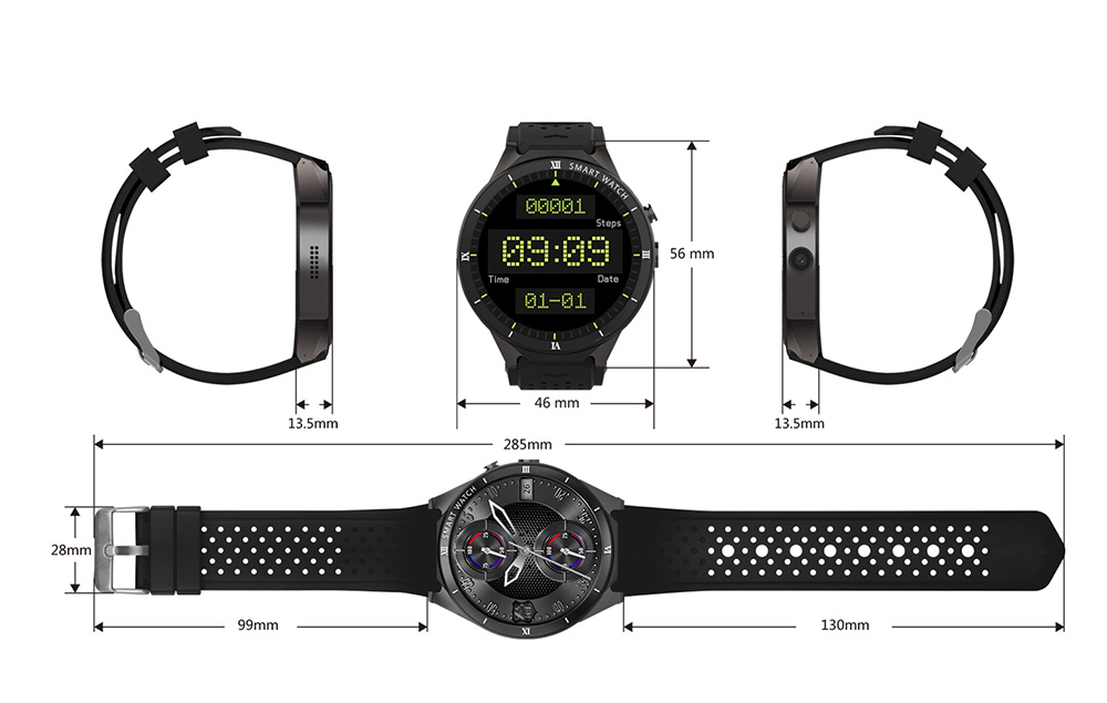 KingWear KW88 Pro 3G Smartwatch Phone 1.39 inch Android 7.0 MTK6580 Quad Core 1.3GHz 1GB RAM 16GB ROM Sedentary Reminder Bluetooth 4.0 350mAh Built-in KingWear KW88 Pro 3G Smartwatch Phone 1.39 inch Android 7.0 MTK6580 Quad Core 1.3GHz 1GB RAM 16GB ROM Sedentary Reminder Bluetooth 4.0 350mAh Built-in