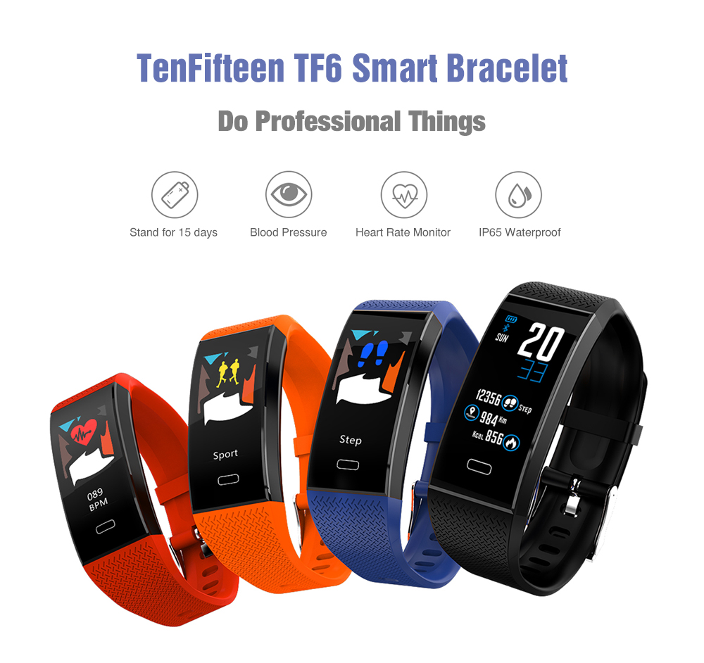 TenFifteen TF6 Smart Bracelet 0.96 inch Color Screen Heart Rate / Blood Pressure / Sleep Monitor Pedometer Sedentary Reminder Anti-lost TenFifteen TF6 Smart Bracelet 0.96 inch Color Screen Heart Rate / Blood Pressure / Sleep Monitor Pedometer Sedentary Reminder Anti-lost