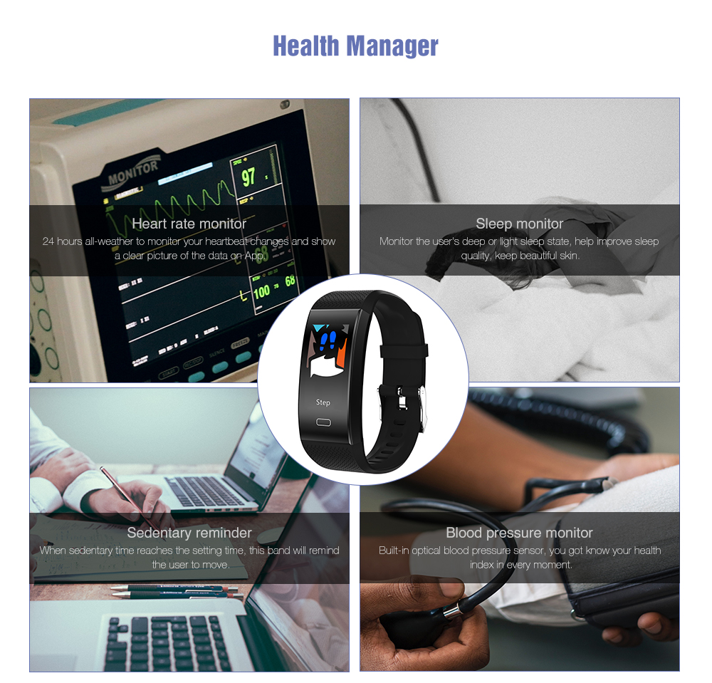 TenFifteen TF6 Smart Bracelet 0.96 inch Color Screen Heart Rate / Blood Pressure / Sleep Monitor Pedometer Sedentary Reminder Anti-lost TenFifteen TF6 Smart Bracelet 0.96 inch Color Screen Heart Rate / Blood Pressure / Sleep Monitor Pedometer Sedentary Reminder Anti-lost