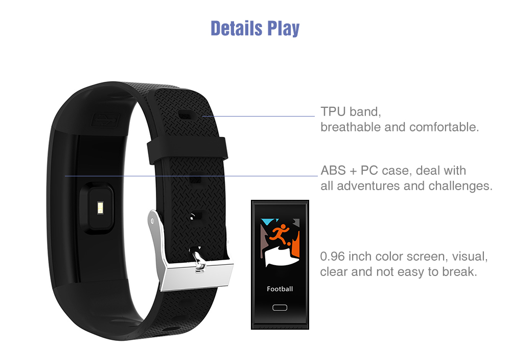 TenFifteen TF6 Smart Bracelet 0.96 inch Color Screen Heart Rate / Blood Pressure / Sleep Monitor Pedometer Sedentary Reminder Anti-lost TenFifteen TF6 Smart Bracelet 0.96 inch Color Screen Heart Rate / Blood Pressure / Sleep Monitor Pedometer Sedentary Reminder Anti-lost