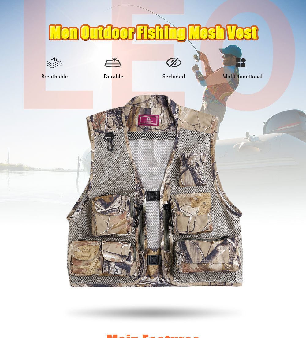 LEO 27913 - FC Outdoor Fishing Hunting Mesh Vest with Multiple Pockets LEO 27913 - FC Outdoor Fishing Hunting Mesh Vest with Multiple Pockets