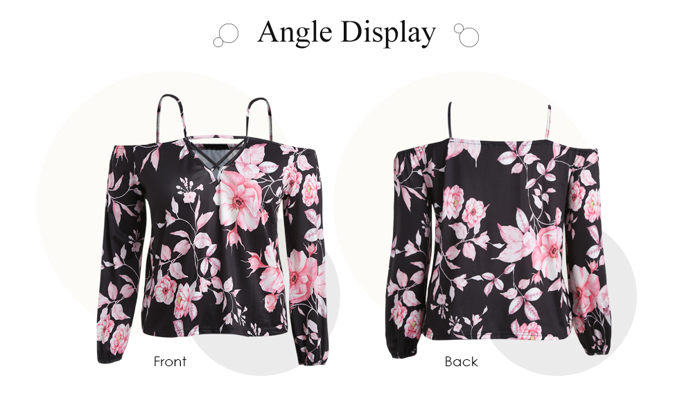 Off The Shoulder Spaghetti Strap Cut Out Floral Print Plus Size Women Blouse Off The Shoulder Spaghetti Strap Cut Out Floral Print Plus Size Women Blouse