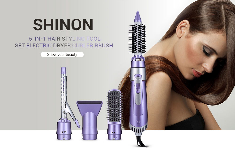 SHINON SH - 9822 - 6 Hair Styling Tool Set 5-in-1 Electric Dryer Curler Brush Comb SHINON SH - 9822 - 6 Hair Styling Tool Set 5-in-1 Electric Dryer Curler Brush Comb