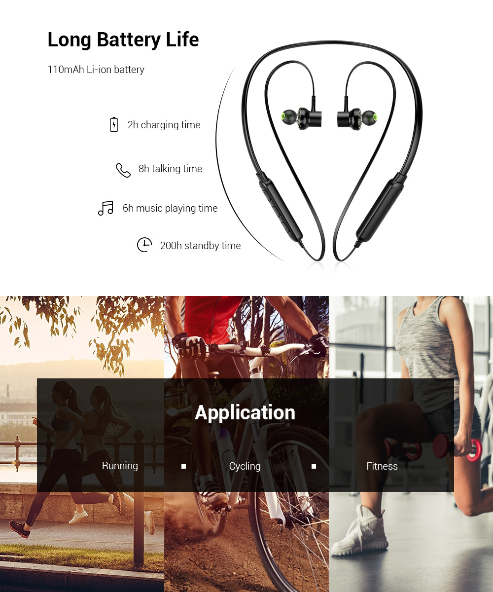 Awei G20BL Dual Drivers Wireless Bluetooth Headphones Neckband Sport Earbuds Awei G20BL Dual Drivers Wireless Bluetooth Headphones Neckband Sport Earbuds
