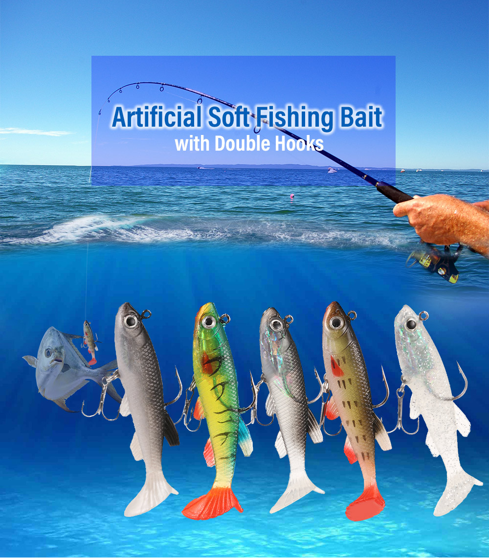 3D Eye Lead Artificial Soft Fishing Bait with Double Hook 3D Eye Lead Artificial Soft Fishing Bait with Double Hook
