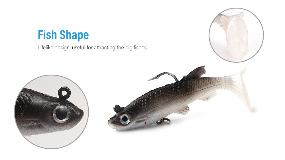 3D Eye Lead Artificial Soft Fishing Bait with Double Hook 3D Eye Lead Artificial Soft Fishing Bait with Double Hook