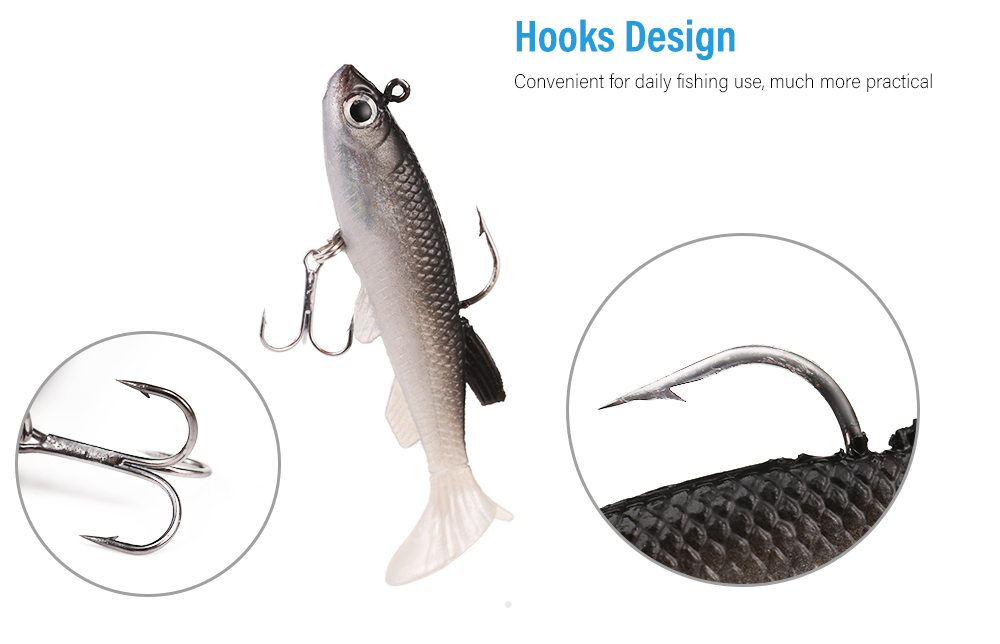 3D Eye Lead Artificial Soft Fishing Bait with Double Hook 3D Eye Lead Artificial Soft Fishing Bait with Double Hook