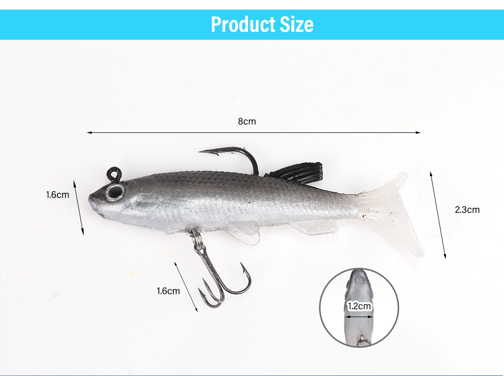 3D Eye Lead Artificial Soft Fishing Bait with Double Hook 3D Eye Lead Artificial Soft Fishing Bait with Double Hook