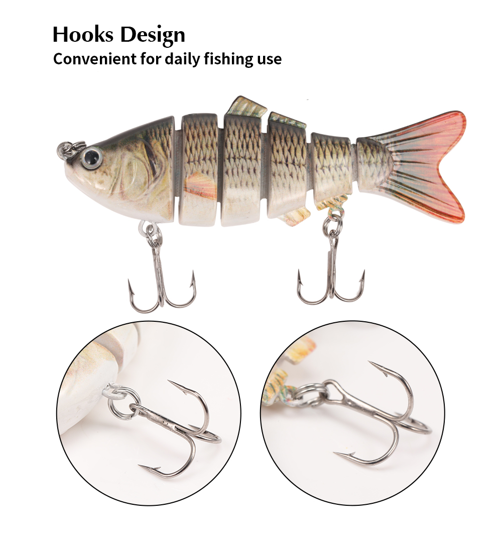 A FISH LURE Artificial Hard Fishing Lure 6 Segments Bait with Hooks A FISH LURE Artificial Hard Fishing Lure 6 Segments Bait with Hooks