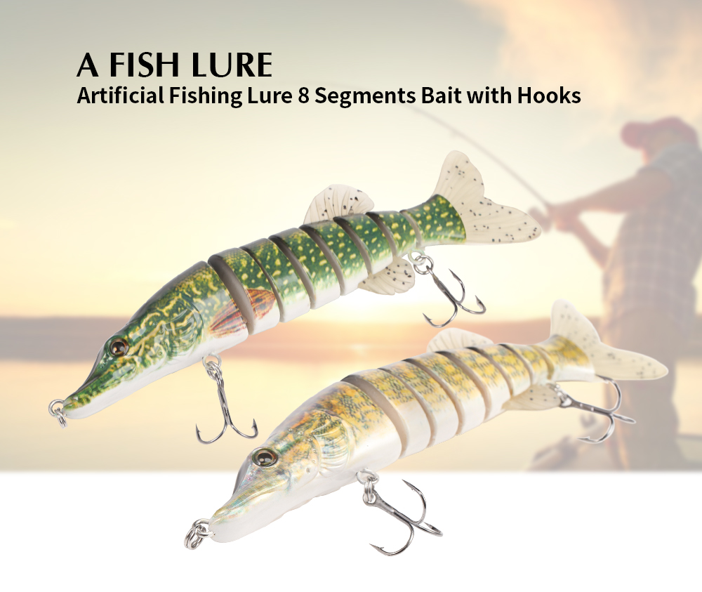 A FISH LURE Artificial Fishing Lure 8 Segments Bait with Hooks A FISH LURE Artificial Fishing Lure 8 Segments Bait with Hooks