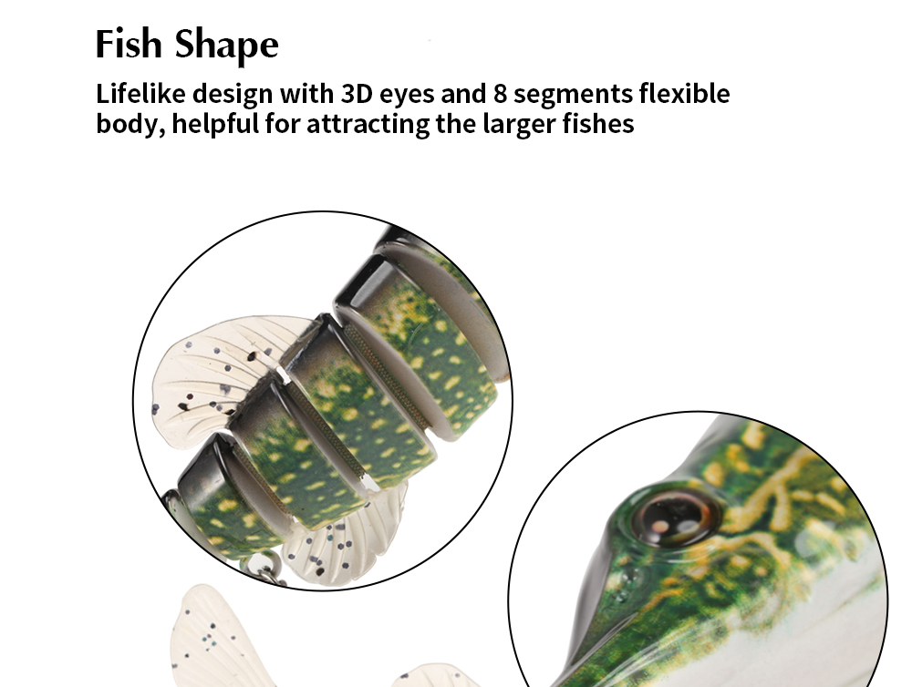 A FISH LURE Artificial Fishing Lure 8 Segments Bait with Hooks A FISH LURE Artificial Fishing Lure 8 Segments Bait with Hooks