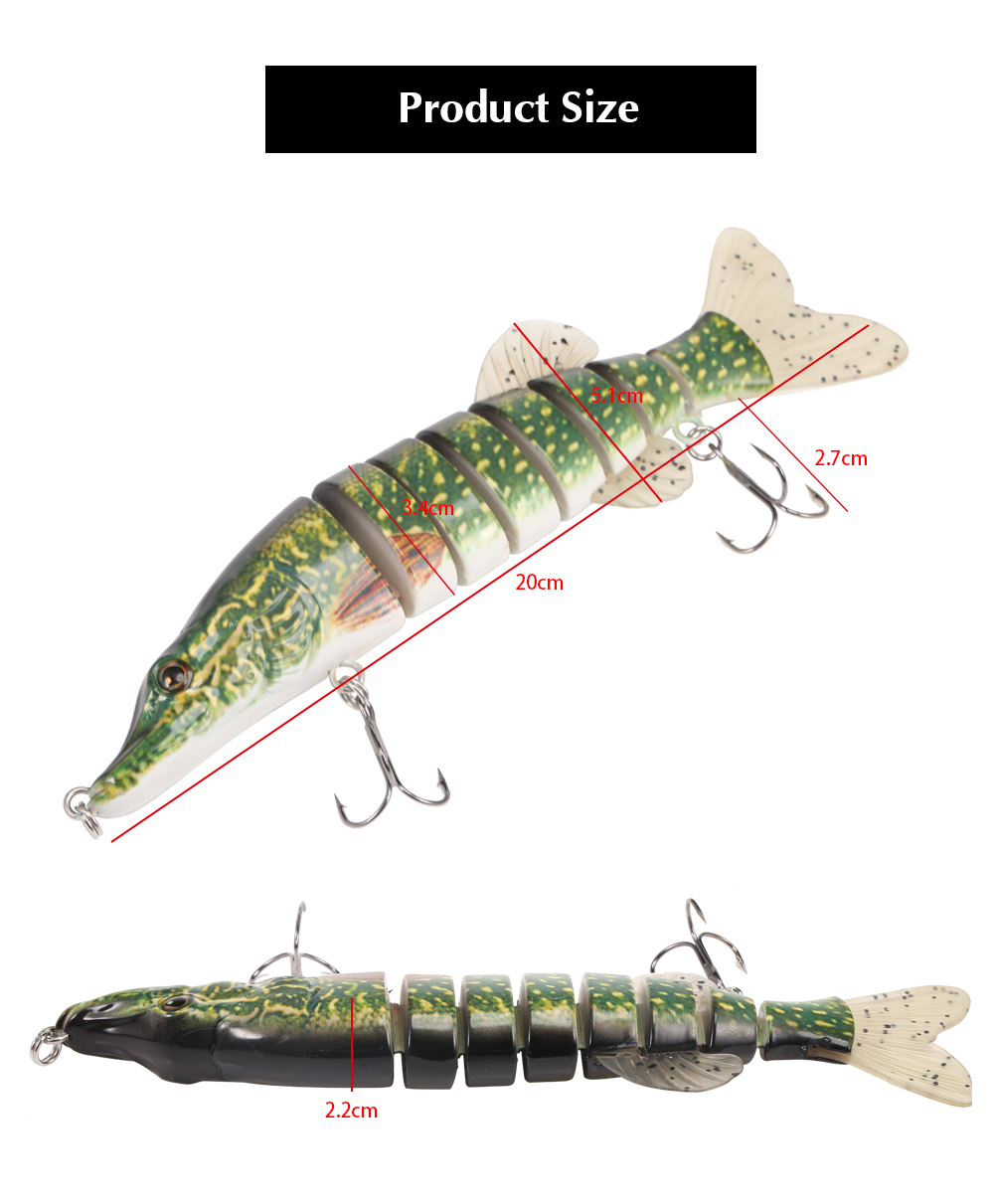 A FISH LURE Artificial Fishing Lure 8 Segments Bait with Hooks A FISH LURE Artificial Fishing Lure 8 Segments Bait with Hooks