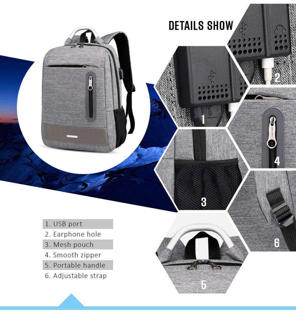 USB Charging Earphone Hole Laptop Backpack Canvas Large Capacity Men Travel Bag USB Charging Earphone Hole Laptop Backpack Canvas Large Capacity Men Travel Bag