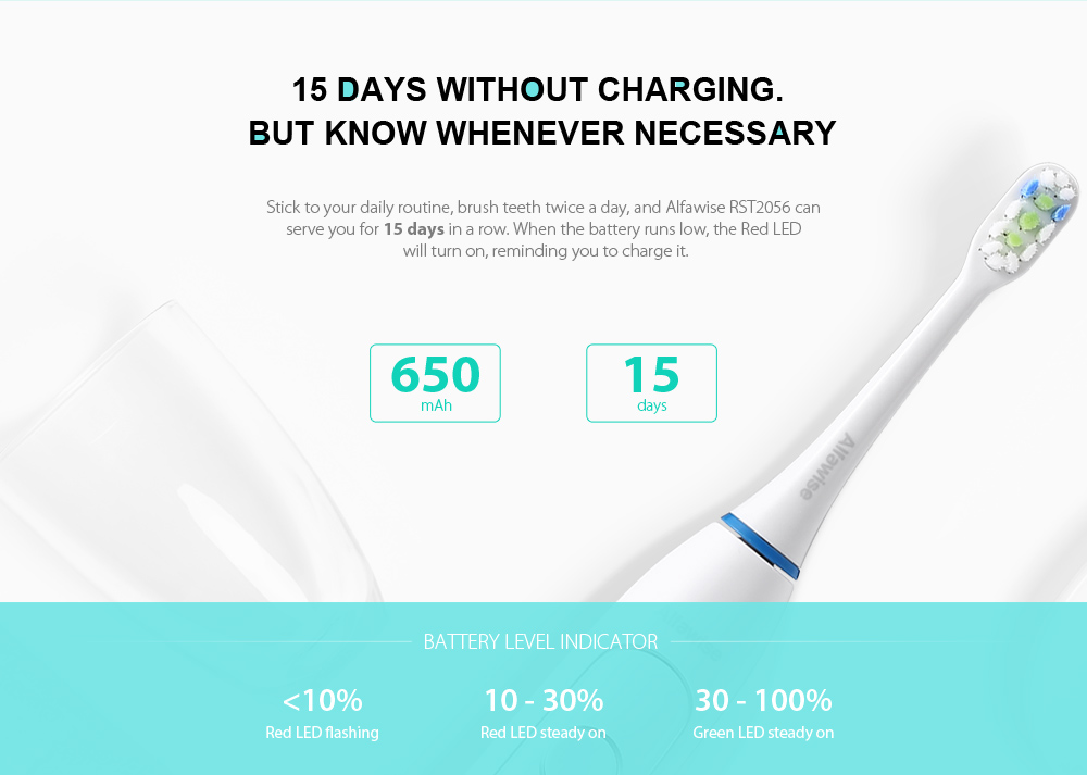 Alfawise RST2056 Sonic Electric Toothbrush Intelligent 2-min Timing with 3 Brush Heads Alfawise RST2056 Sonic Electric Toothbrush Intelligent 2-min Timing with 3 Brush Heads