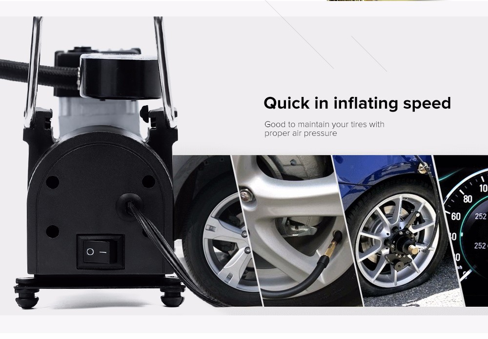 12V Car Tire Inflator Pump Single-cylinder Air Compressor with Pointer Table