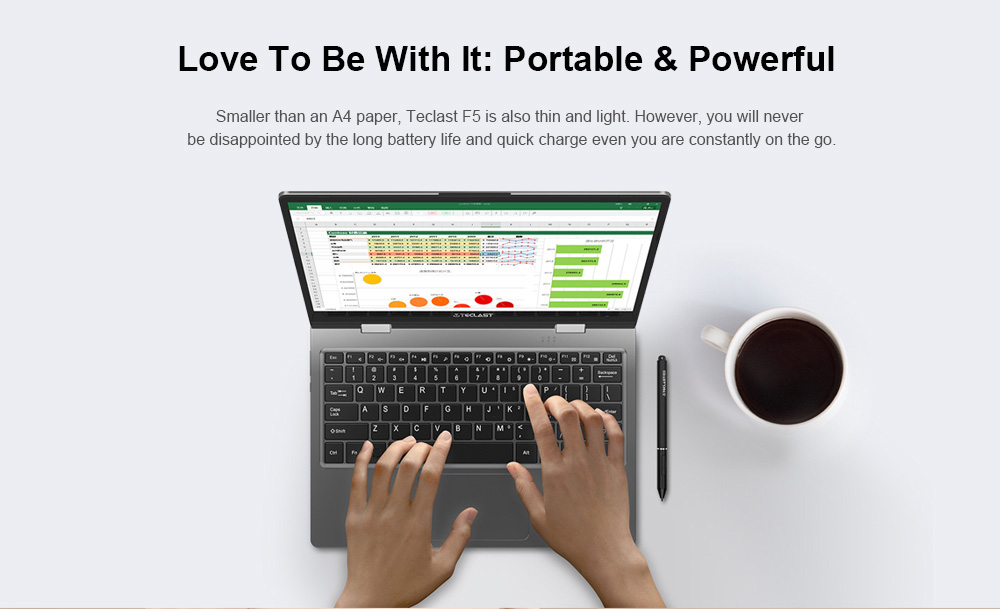 Teclast F5 Laptop 11.6 inch 360 Degree Rotating Touch Screen Quad Core 128GB