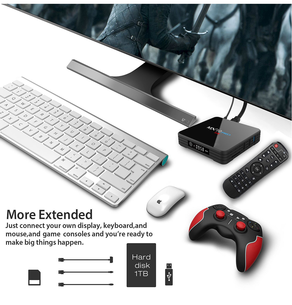 MX10 PRO TV Box with Digital Display Rockchip 3328 Android 8.1 4GB RAM + 32GB ROM 2.4G + 5G WiFi 100Mbps BT4.1 Support 4K H.265 MX10 PRO TV Box with Digital Display Rockchip 3328 Android 8.1 4GB RAM + 32GB ROM 2.4G + 5G WiFi 100Mbps BT4.1 Support 4K H.265