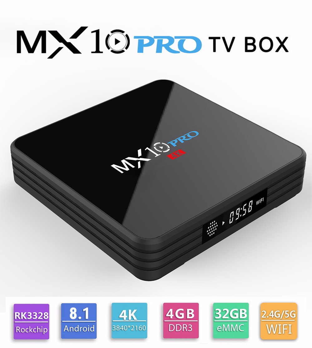 MX10 PRO TV Box with Digital Display Rockchip 3328 Android 8.1 4GB RAM + 32GB ROM 2.4G + 5G WiFi 100Mbps BT4.1 Support 4K H.265 MX10 PRO TV Box with Digital Display Rockchip 3328 Android 8.1 4GB RAM + 32GB ROM 2.4G + 5G WiFi 100Mbps BT4.1 Support 4K H.265