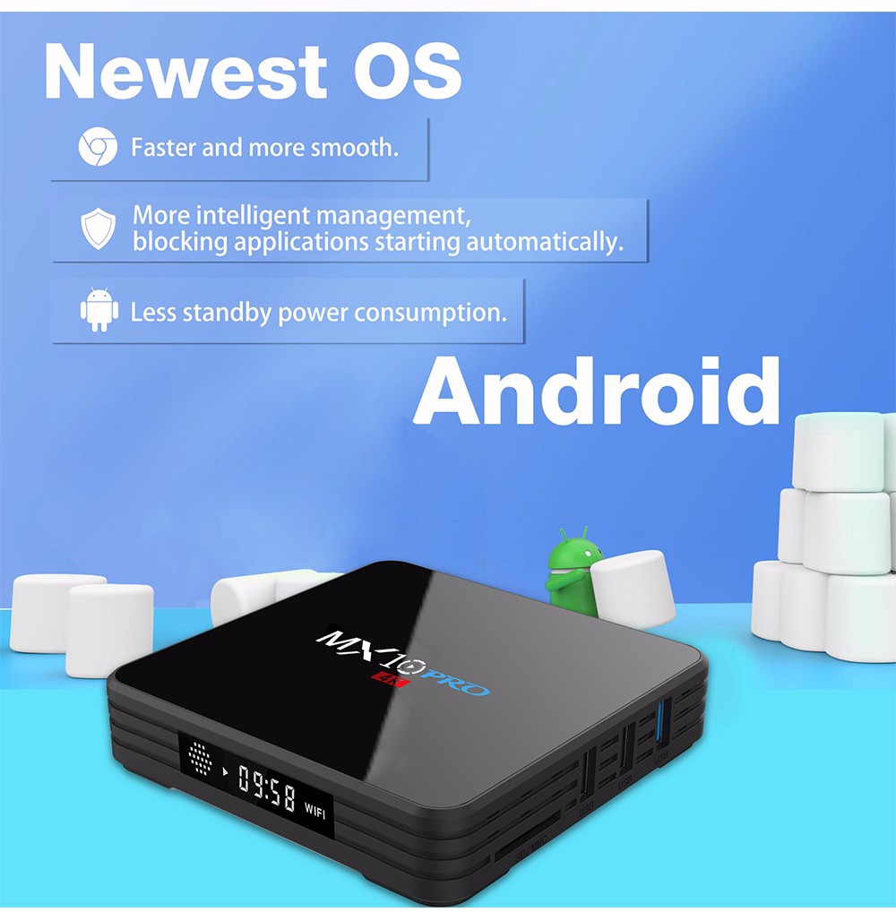 MX10 PRO TV Box with Digital Display Rockchip 3328 Android 8.1 4GB RAM + 32GB ROM 2.4G + 5G WiFi 100Mbps BT4.1 Support 4K H.265 MX10 PRO TV Box with Digital Display Rockchip 3328 Android 8.1 4GB RAM + 32GB ROM 2.4G + 5G WiFi 100Mbps BT4.1 Support 4K H.265