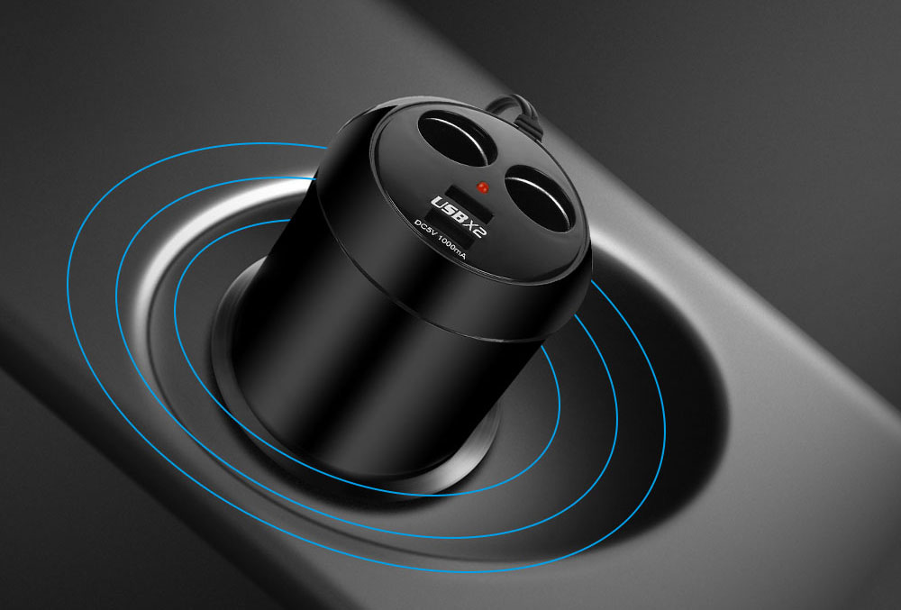 Car Multifunctional 2 Sockets Cigarette Lighter with Dual USB Charging Ports Car Multifunctional 2 Sockets Cigarette Lighter with Dual USB Charging Ports
