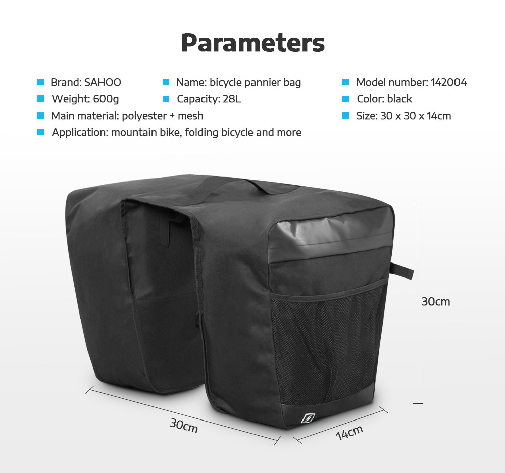 SAHOO 142004 Multifunctional Bicycle Pannier Bag Trunk Pack SAHOO 142004 Multifunctional Bicycle Pannier Bag Trunk Pack
