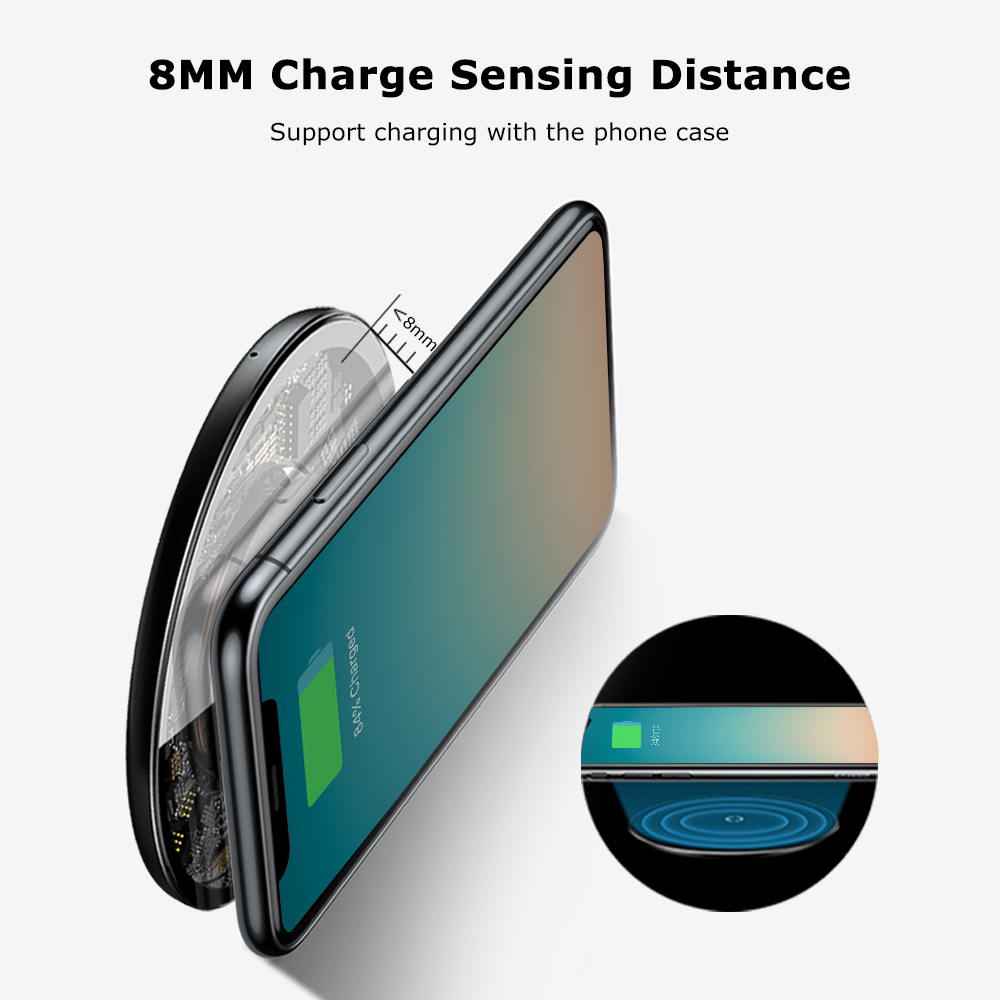 Baseus BSWC - P10 Simple Wireless Charging Pad Fast Charger Glass Baseus BSWC - P10 Simple Wireless Charging Pad Fast Charger Glass