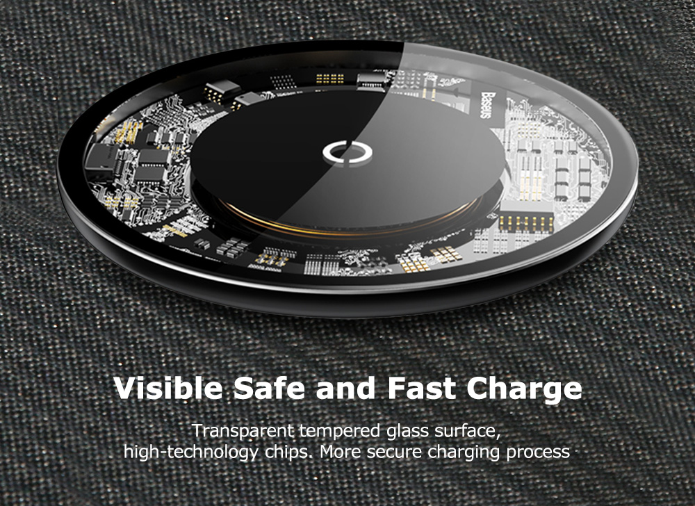 Baseus BSWC - P10 Simple Wireless Charging Pad Fast Charger Glass Baseus BSWC - P10 Simple Wireless Charging Pad Fast Charger Glass