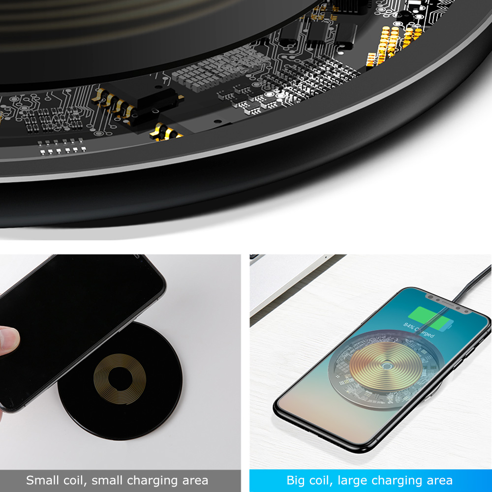 Baseus BSWC - P10 Simple Wireless Charging Pad Fast Charger Glass Baseus BSWC - P10 Simple Wireless Charging Pad Fast Charger Glass