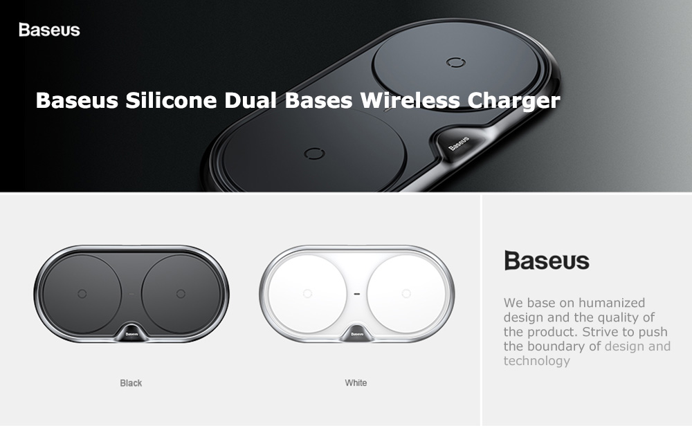 Baseus Silicone Dual Bases Wireless Charger Fast Charging Pad 10W Baseus Silicone Dual Bases Wireless Charger Fast Charging Pad 10W