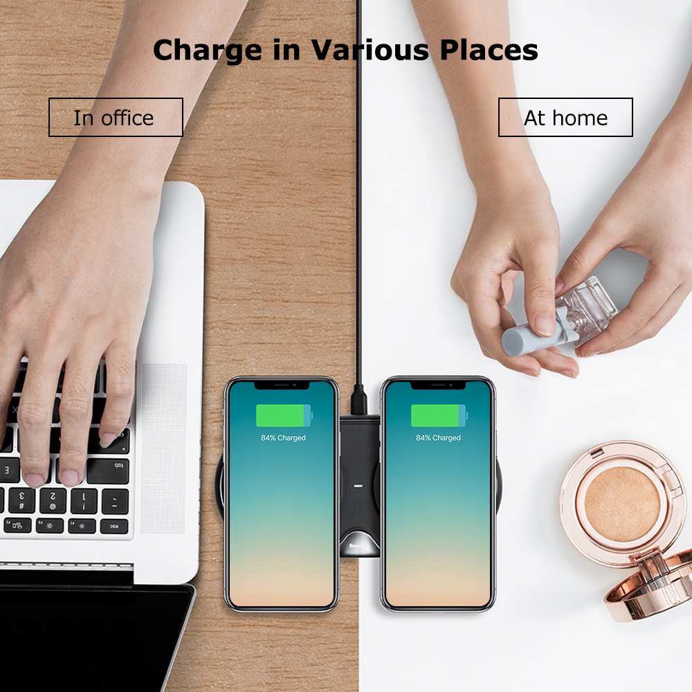 Baseus Silicone Dual Bases Wireless Charger Fast Charging Pad 10W Baseus Silicone Dual Bases Wireless Charger Fast Charging Pad 10W