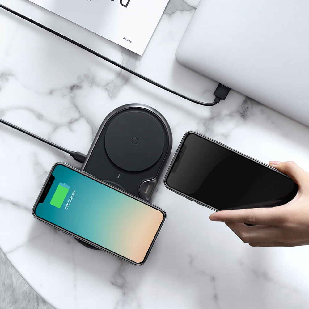Baseus Silicone Dual Bases Wireless Charger Fast Charging Pad 10W Baseus Silicone Dual Bases Wireless Charger Fast Charging Pad 10W
