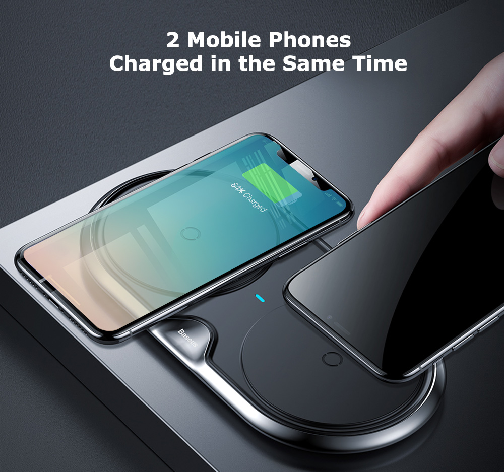 Baseus Silicone Dual Bases Wireless Charger Fast Charging Pad 10W Baseus Silicone Dual Bases Wireless Charger Fast Charging Pad 10W