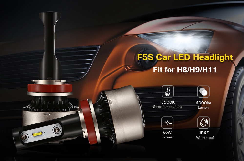 2PCS F5S 12V H8 / H9 / H11 Car SMD LED Headlight 6000lm 6500K Front Lamp 2PCS F5S 12V H8 / H9 / H11 Car SMD LED Headlight 6000lm 6500K Front Lamp