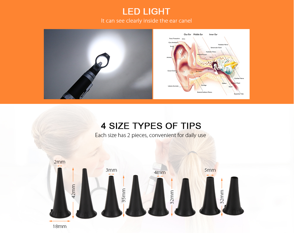 HS - OT10G Medical Ear Care LED Portable Otoscope HS - OT10G Medical Ear Care LED Portable Otoscope